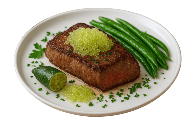 Finger Lime - Caviale di Limone - Perle di Limone - Filetto di carne con Perle di Limone